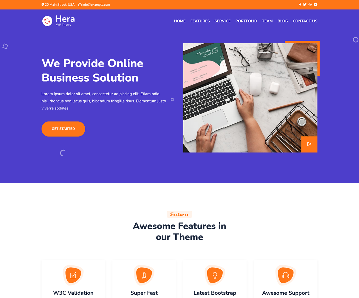 Hera - Digital Agency One page WordPress Theme #165931