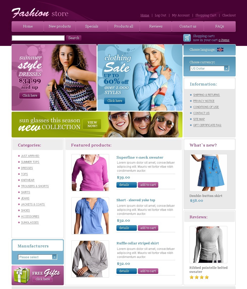 Fashion Store Website Template #23602