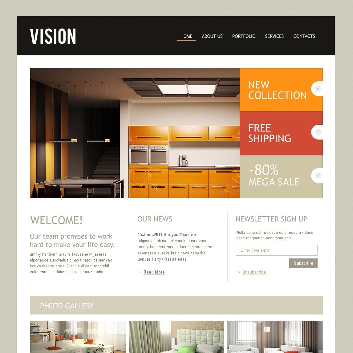 Interior Design Website Template #35020