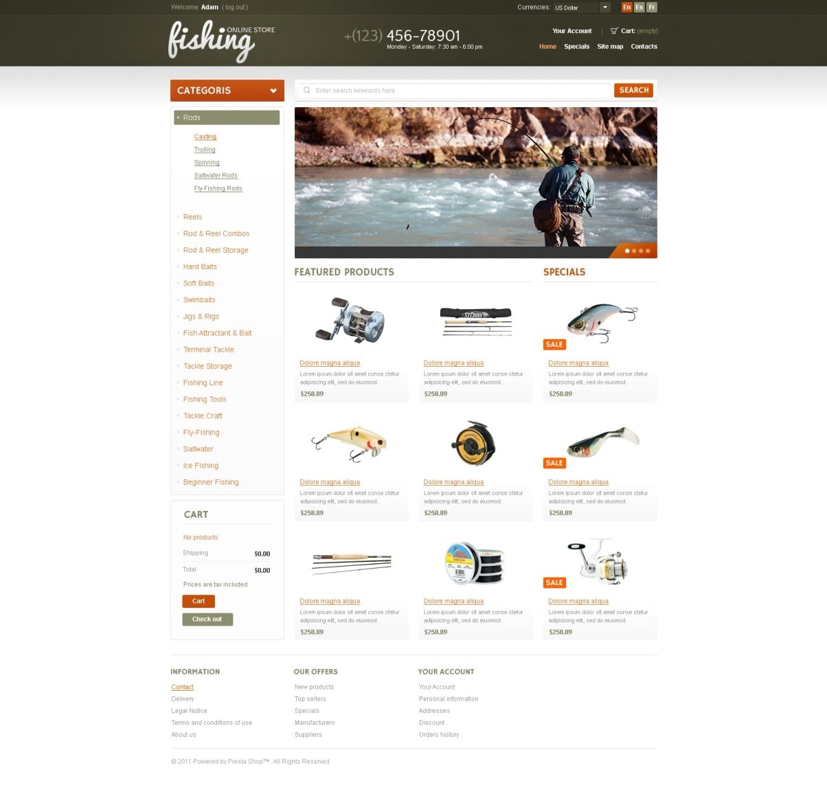 Fishing online store Theme 36489