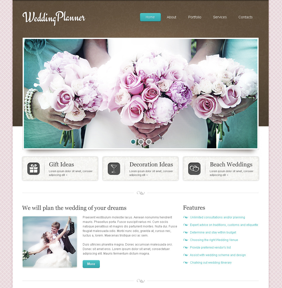 Wedding Planner Moto CMS HTML Template #40468