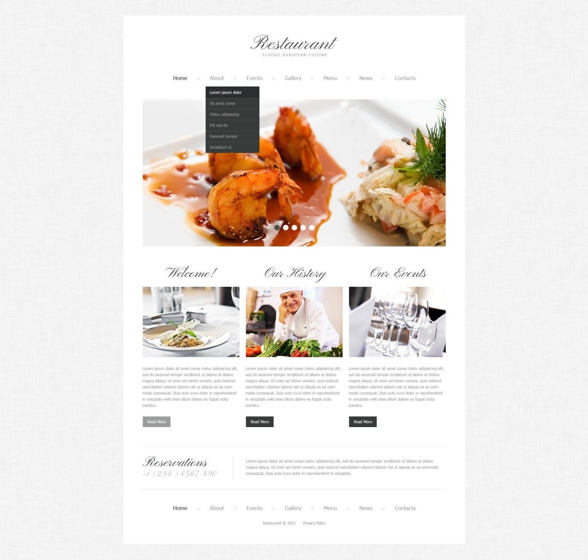 Cafe and Restaurant Responsive Website Template 41404