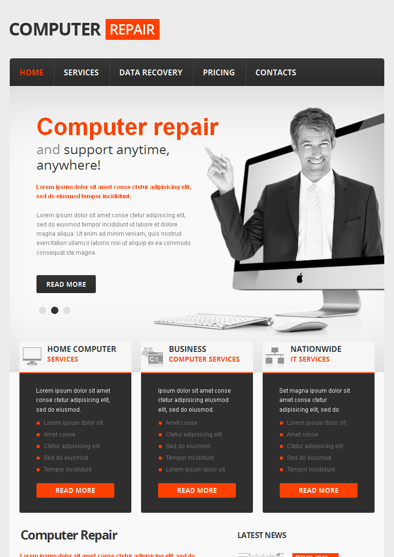 Computer Repair Facebook HTML CMS Template #42234