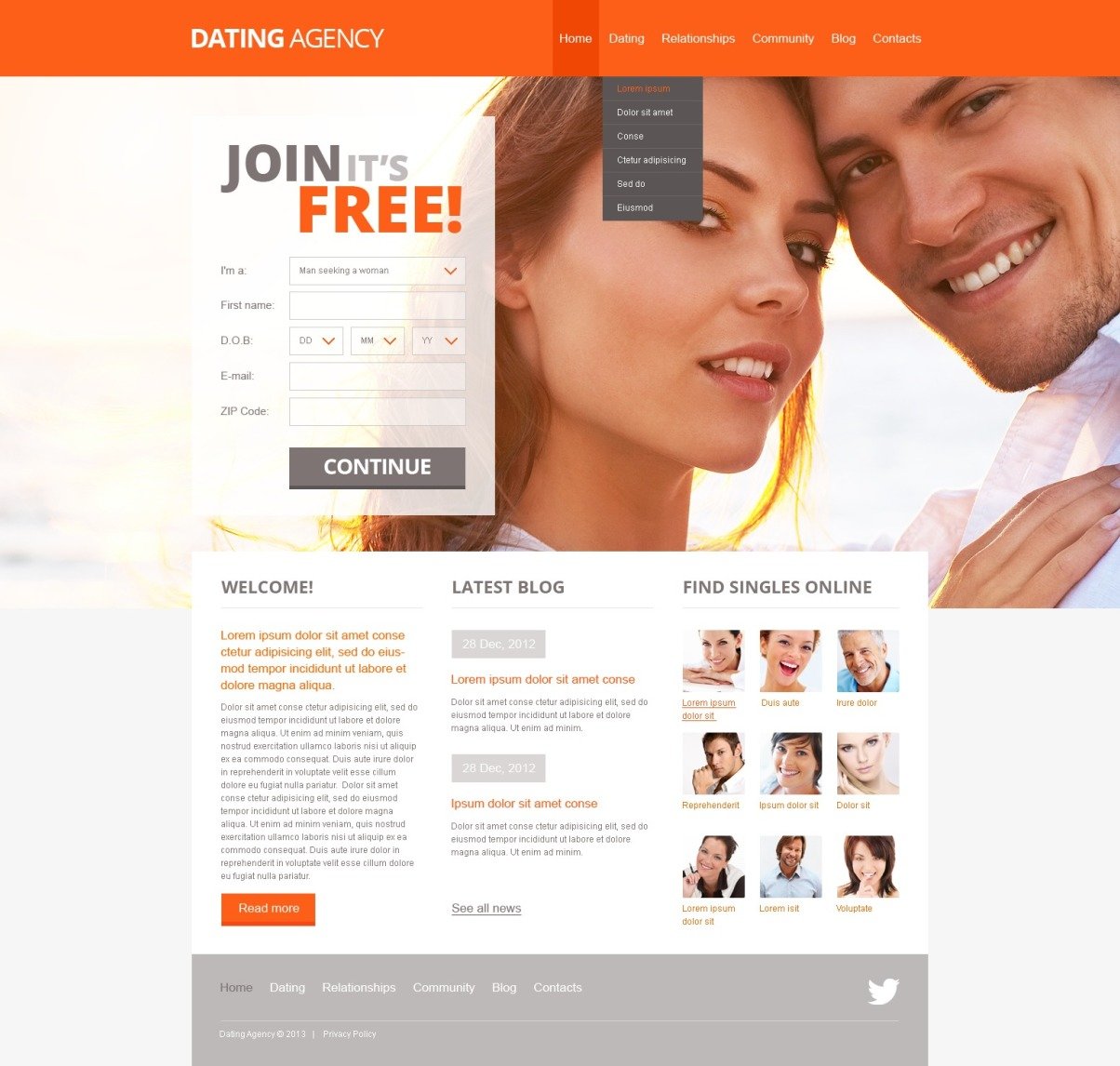 templates dating site