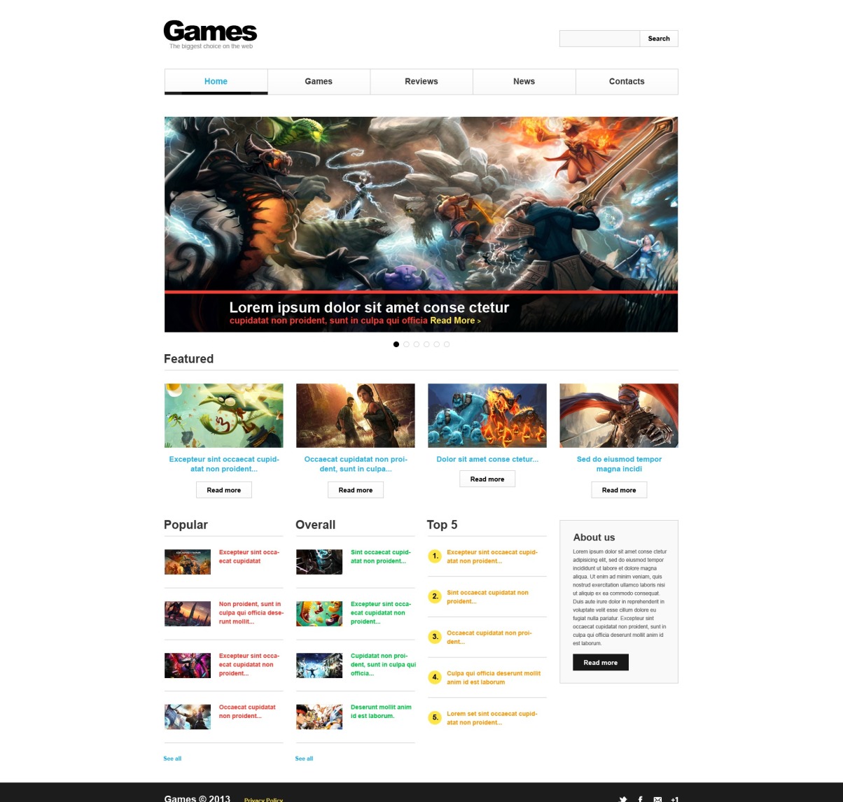 Games Responsive Website Template #43546