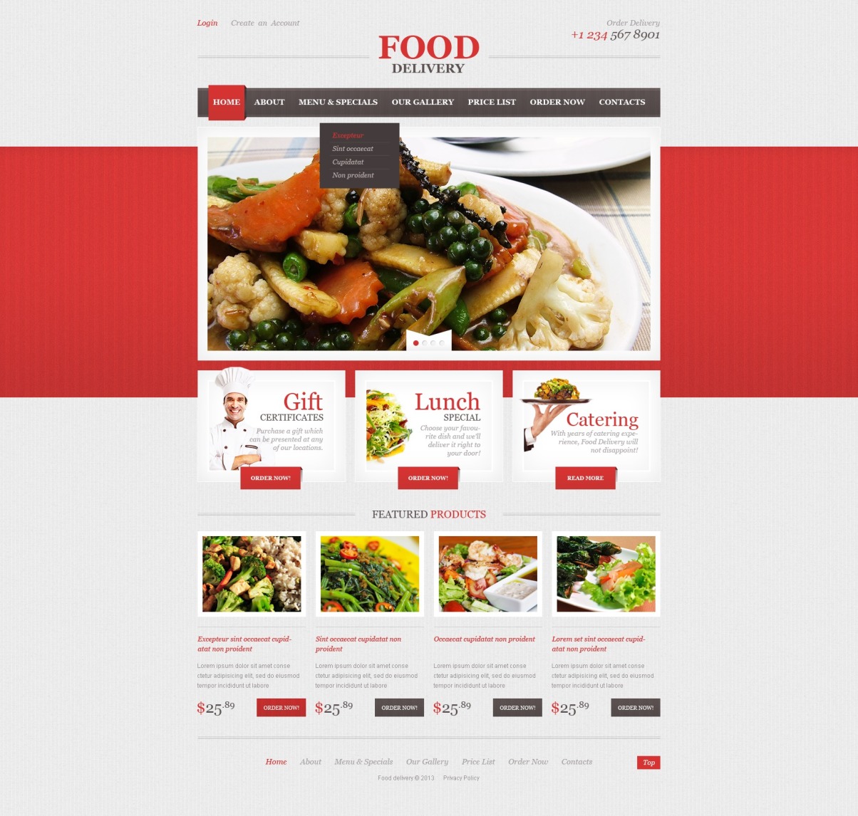Catering Responsive Website Template 44196