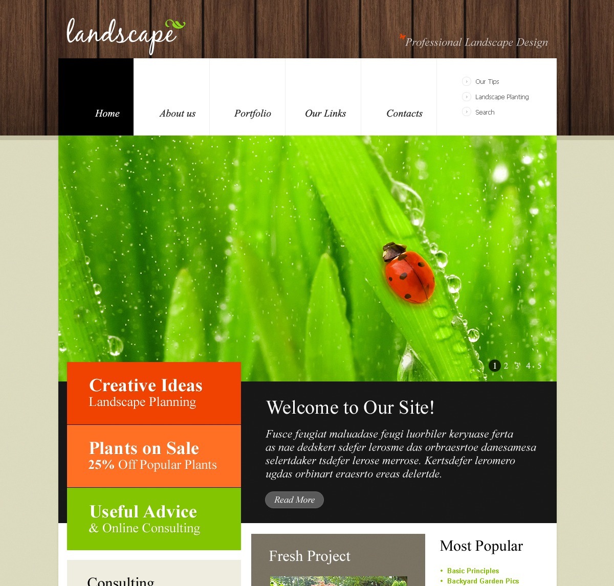 Landscape Design PSD Template #50092