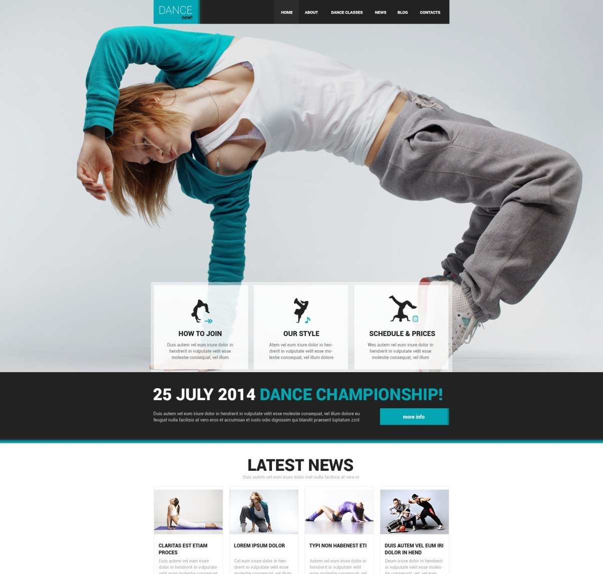 Dance Studio Responsive Website Template #50542