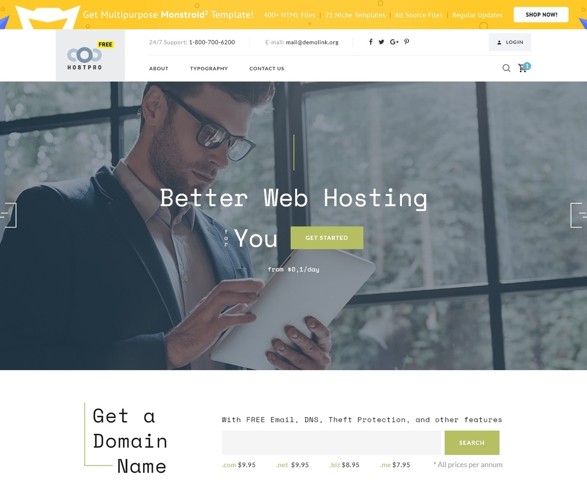 Kostenlose HTML5-Vorlage - Hosting-Website-Website-Vorlage