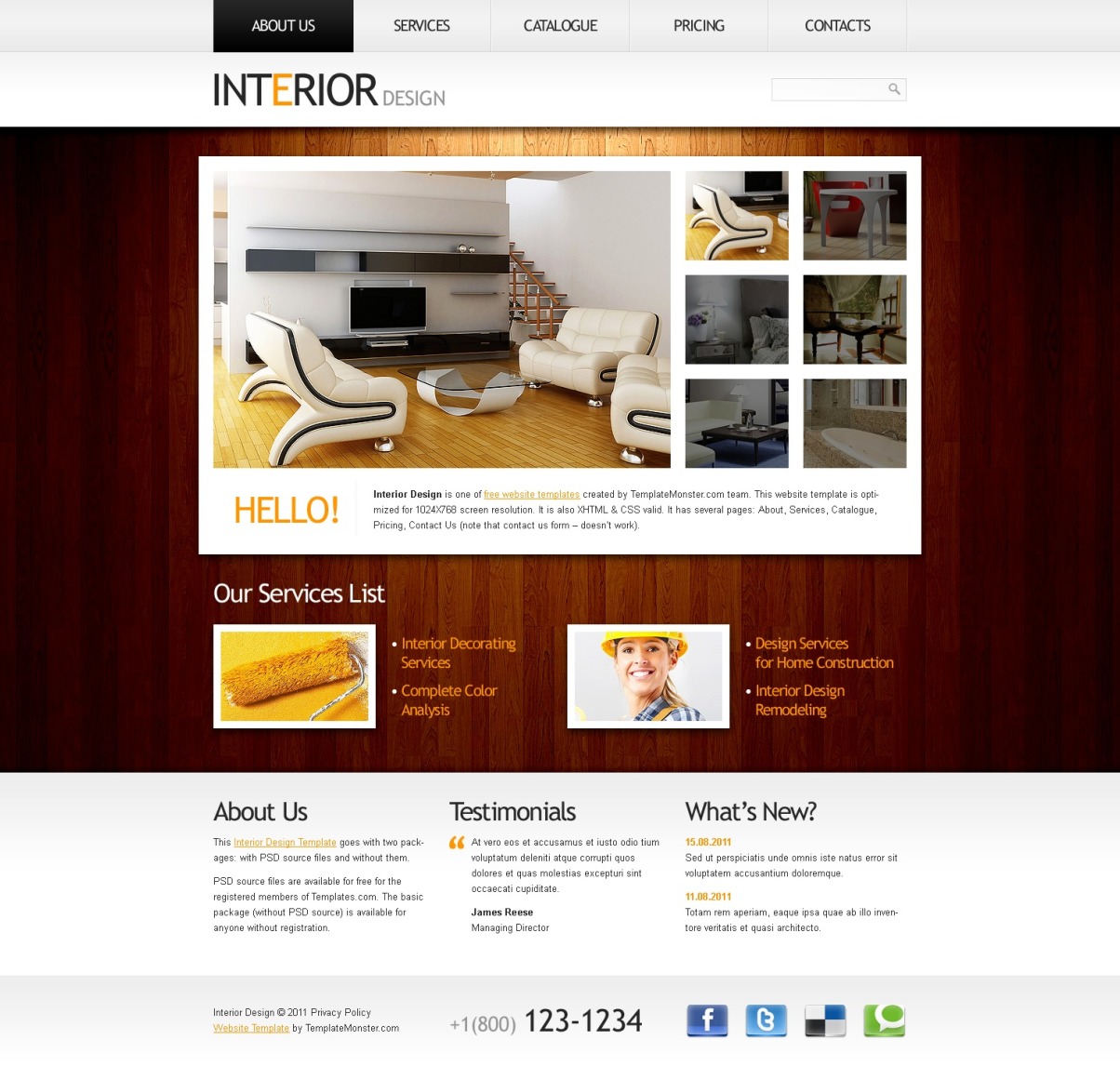 Free Website Template Clean Style Interior Website Template