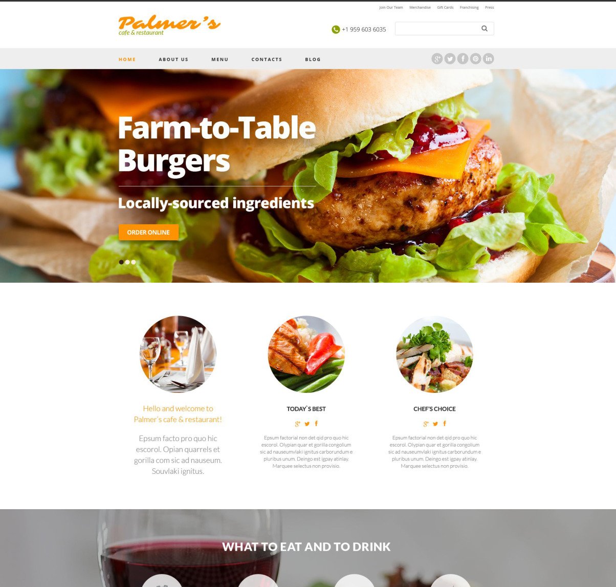 Cafe and Restaurant Responsive Website Template #52005