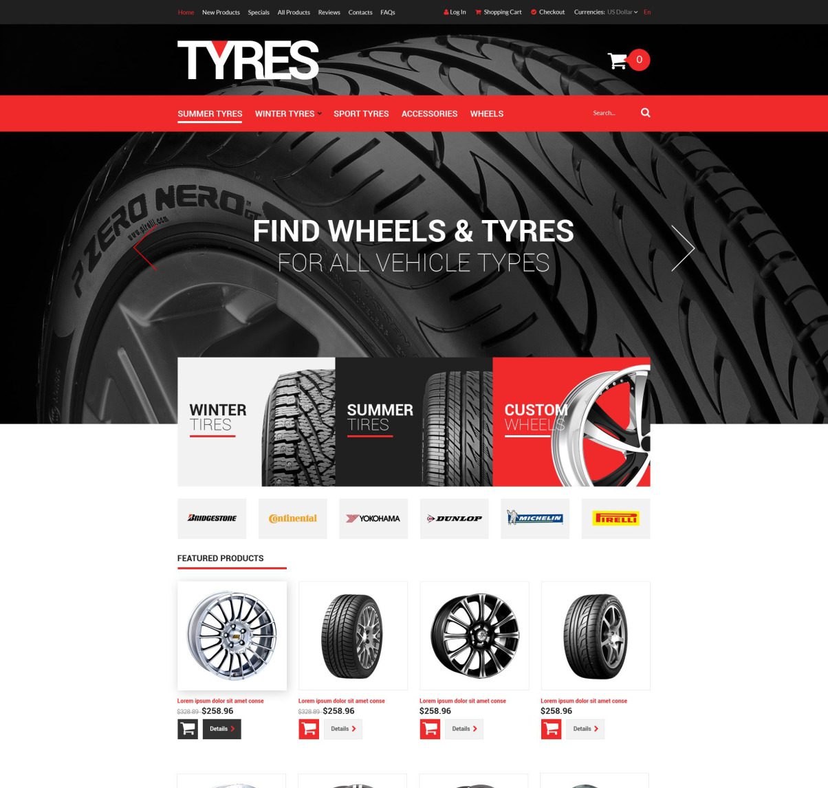 Online Tires Sales ZenCart Template 52080