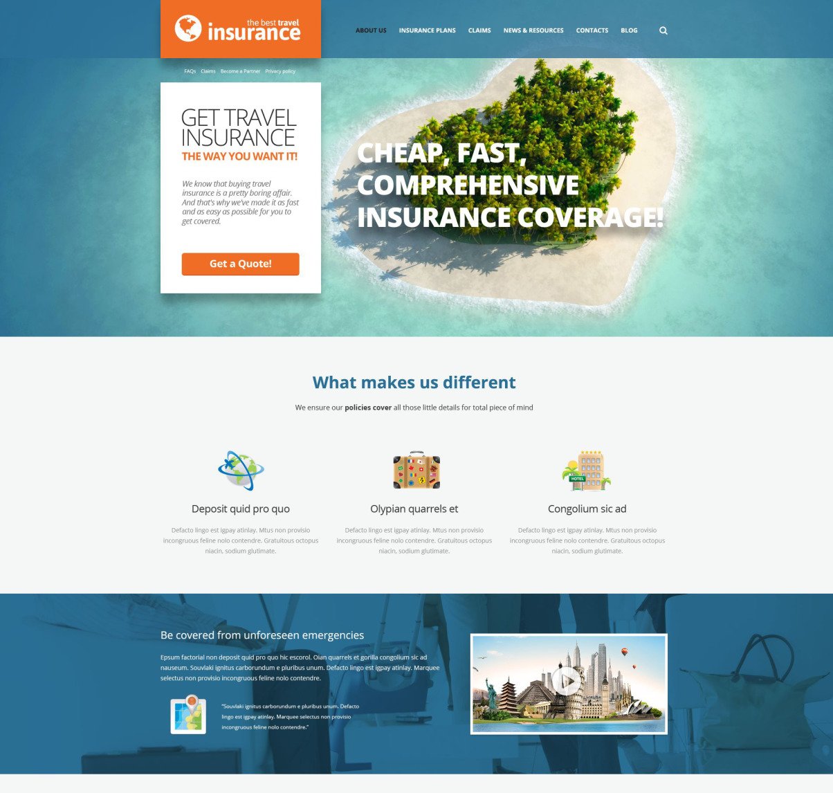 Travel Insurance Provider WordPress Theme - TemplateMonster