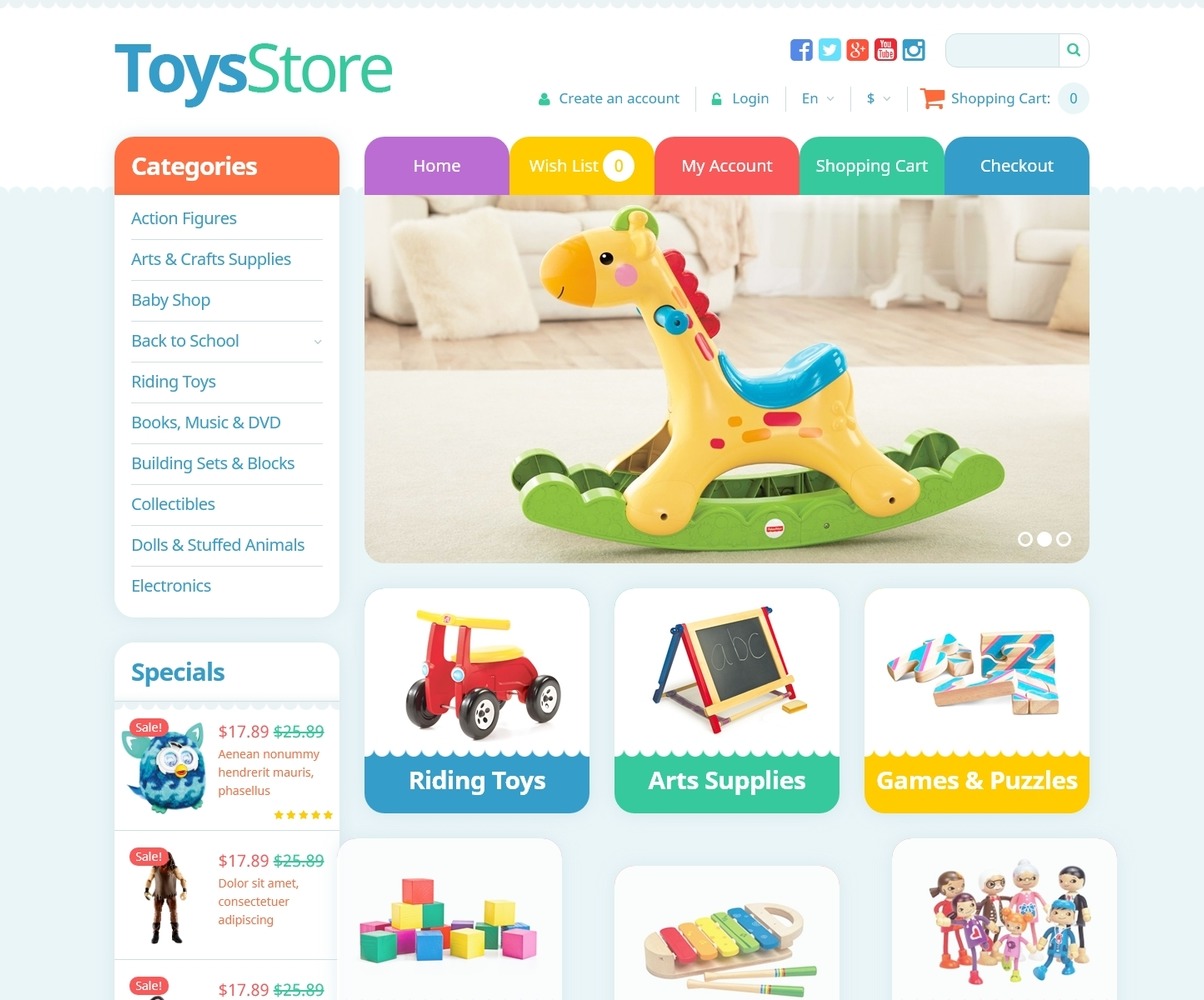 Toys Store OpenCart Template 53166 TemplateMonster