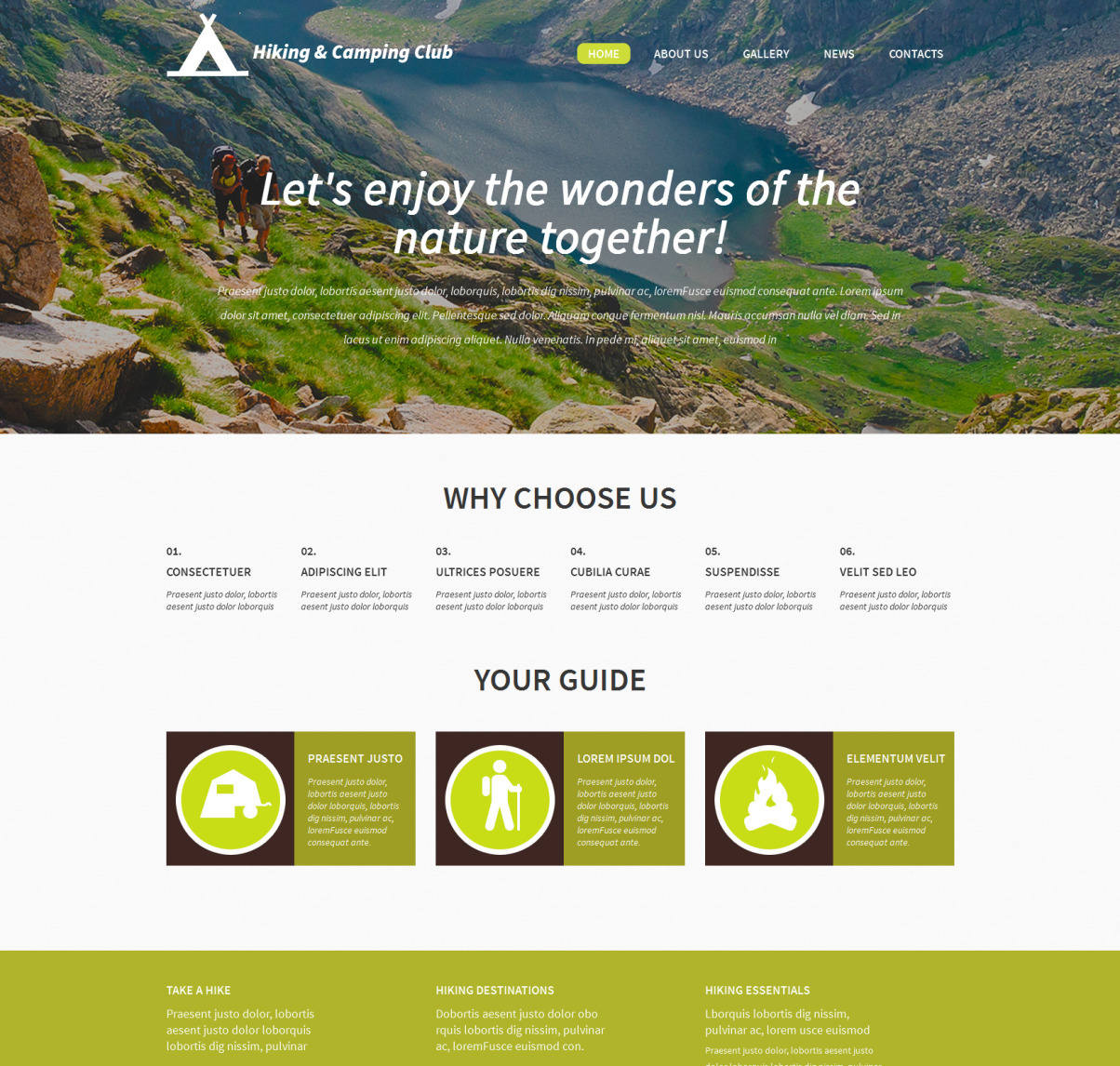 Hiking and Camping Club WordPress Theme