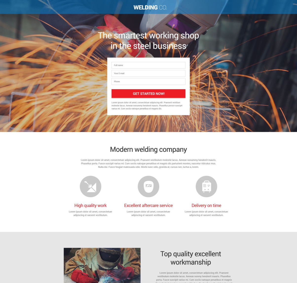 Welding Responsive Landing Page Template 55165