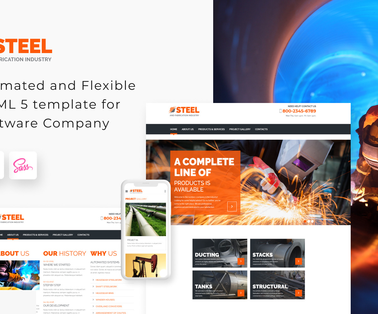 Metal Fabrication Industry Website Template for Steelworks