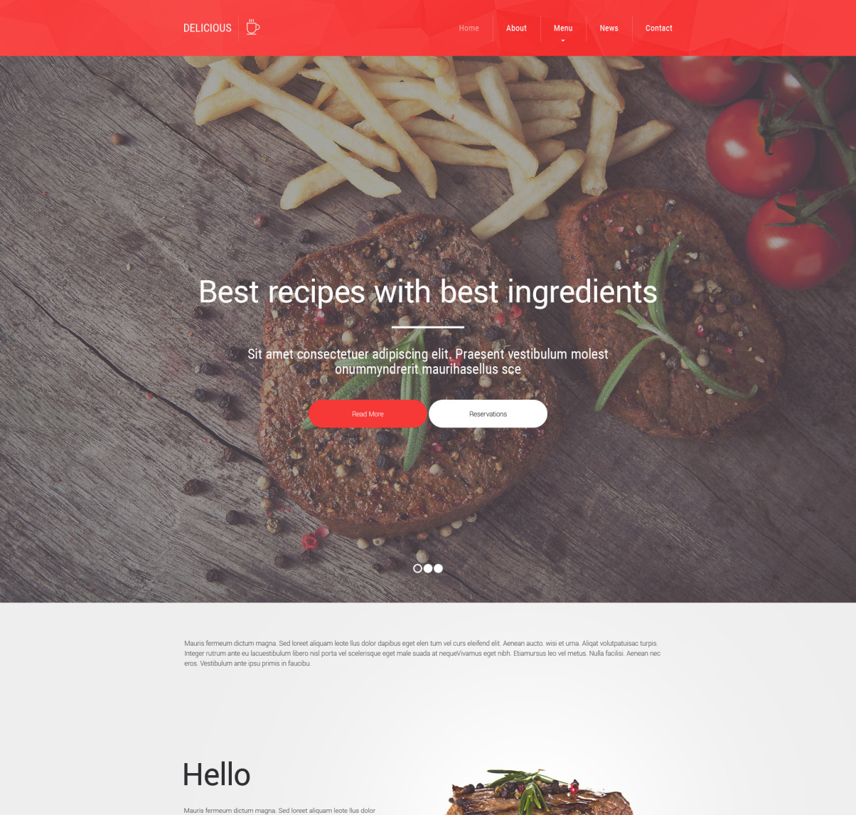 Cafe and Restaurant Responsive Website Template #57878