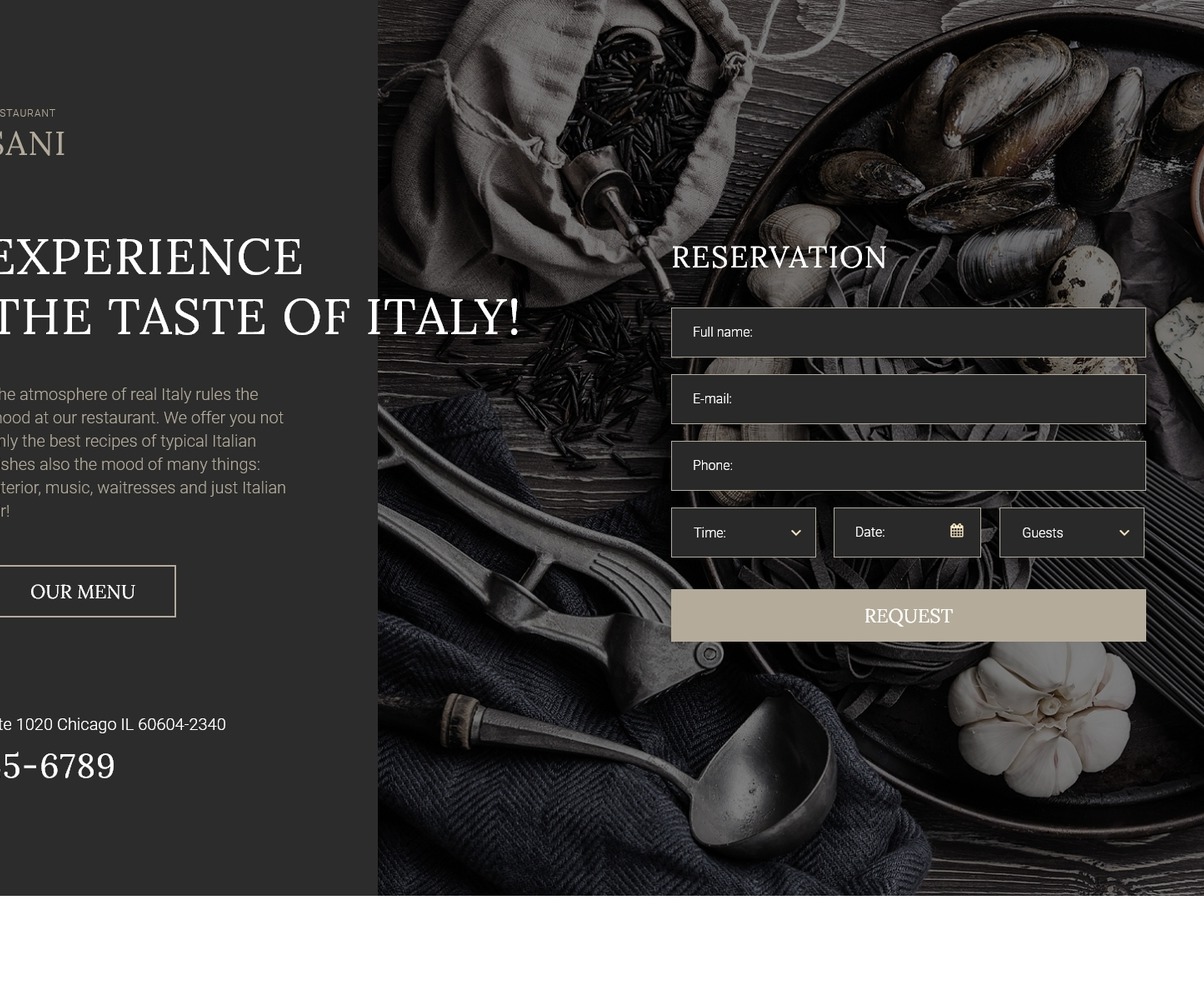 Italian Restaurant Responsive Landing Page Template #57854