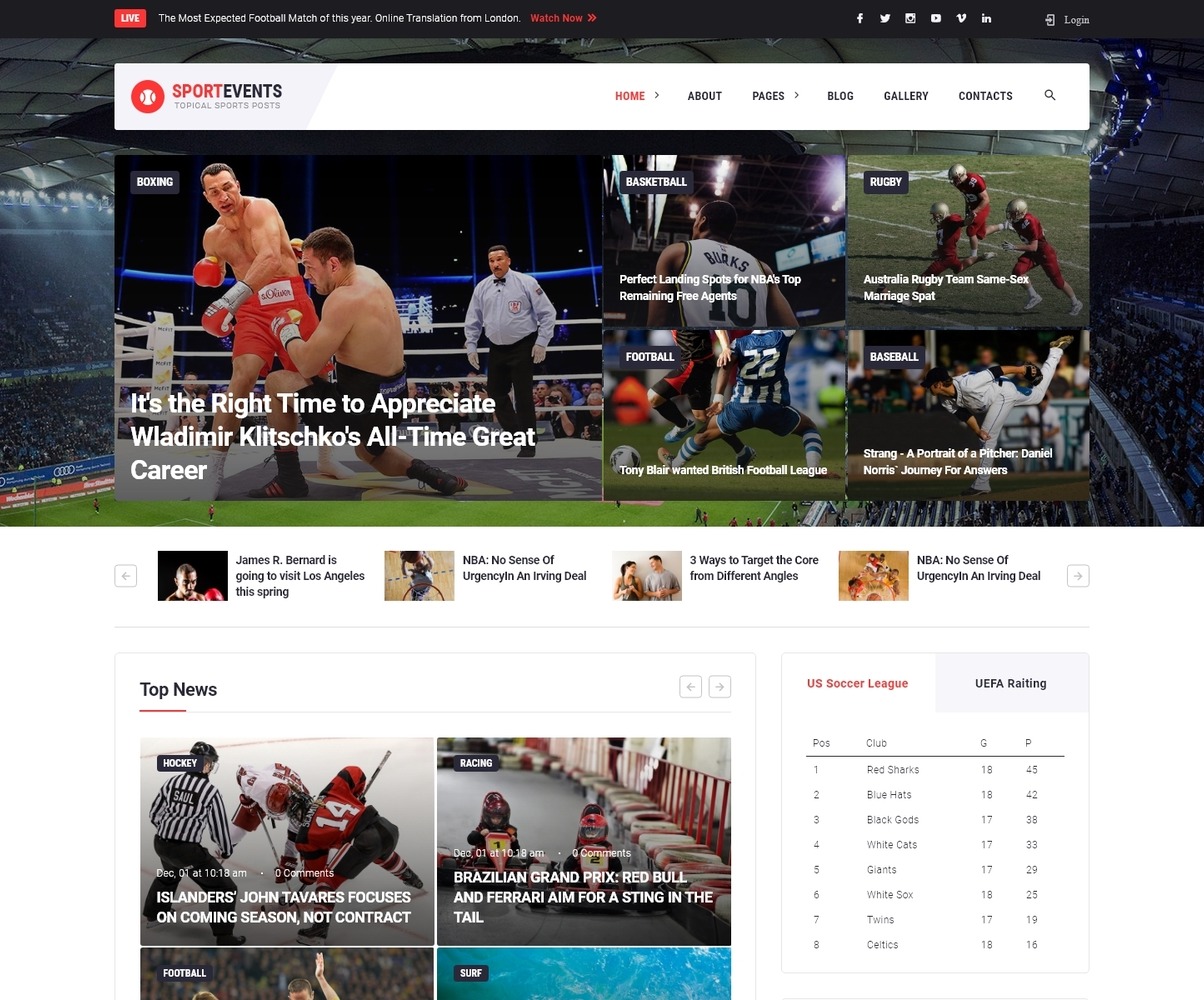 Sports News Joomla Template