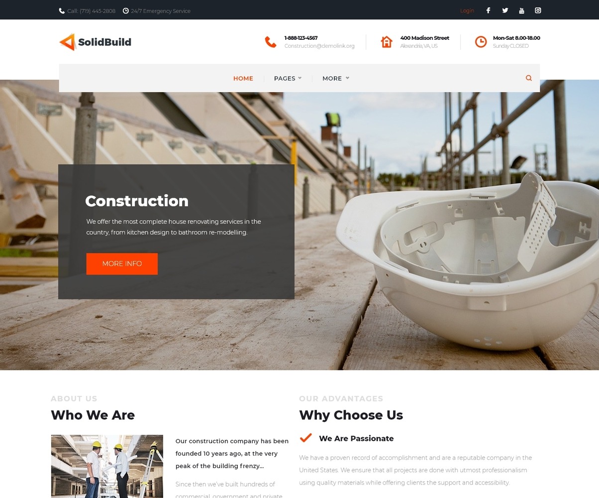 SolidBuild - Construction Company WordPress Theme #65903