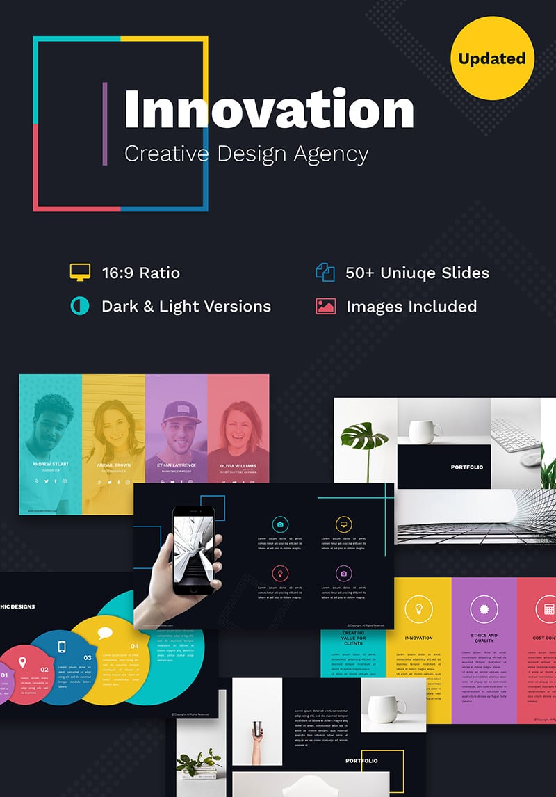 Innovation Creative PPT For Design Agency PowerPoint Template 66797