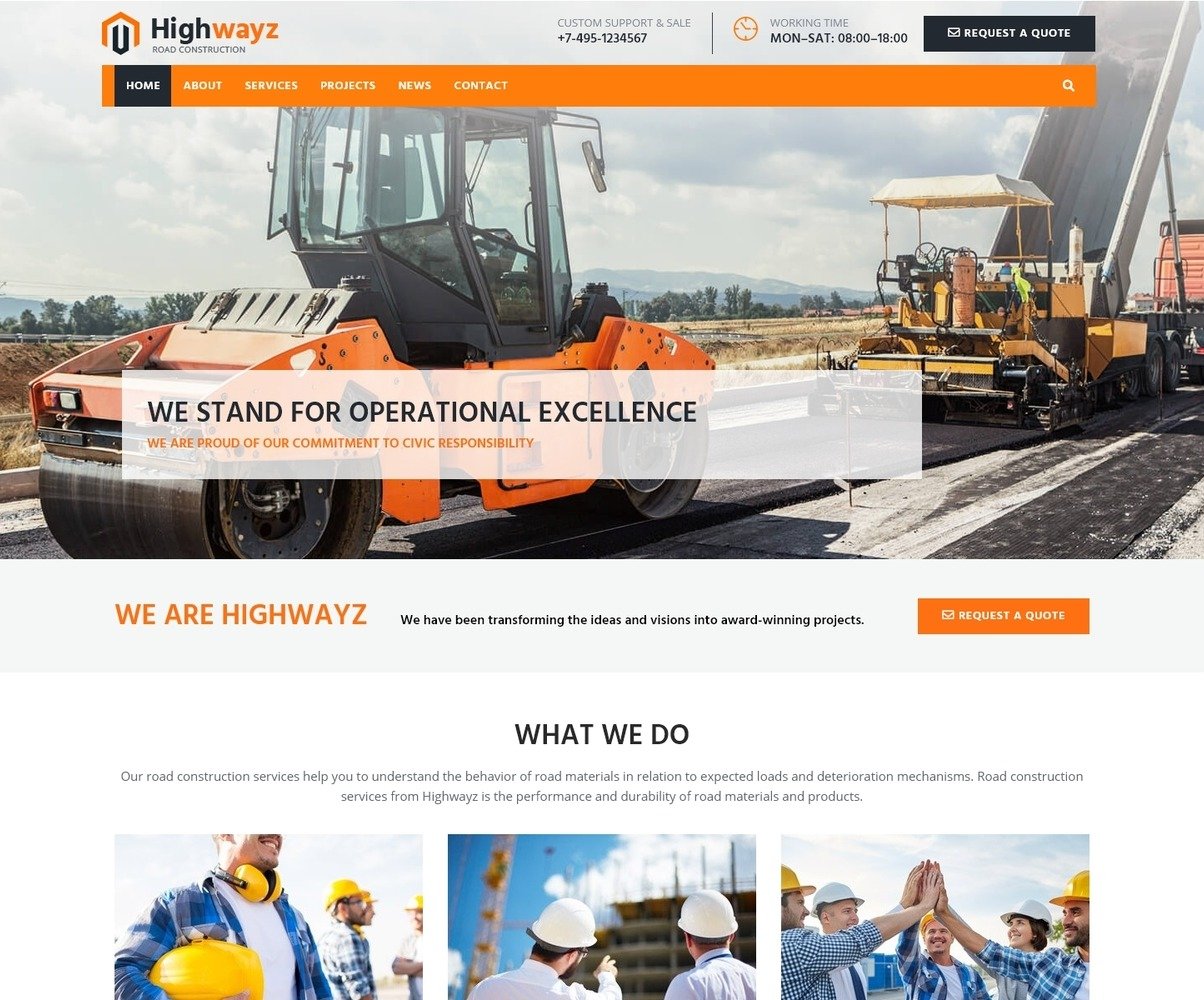 Highwayz - Road Construction WordPress Theme #67630