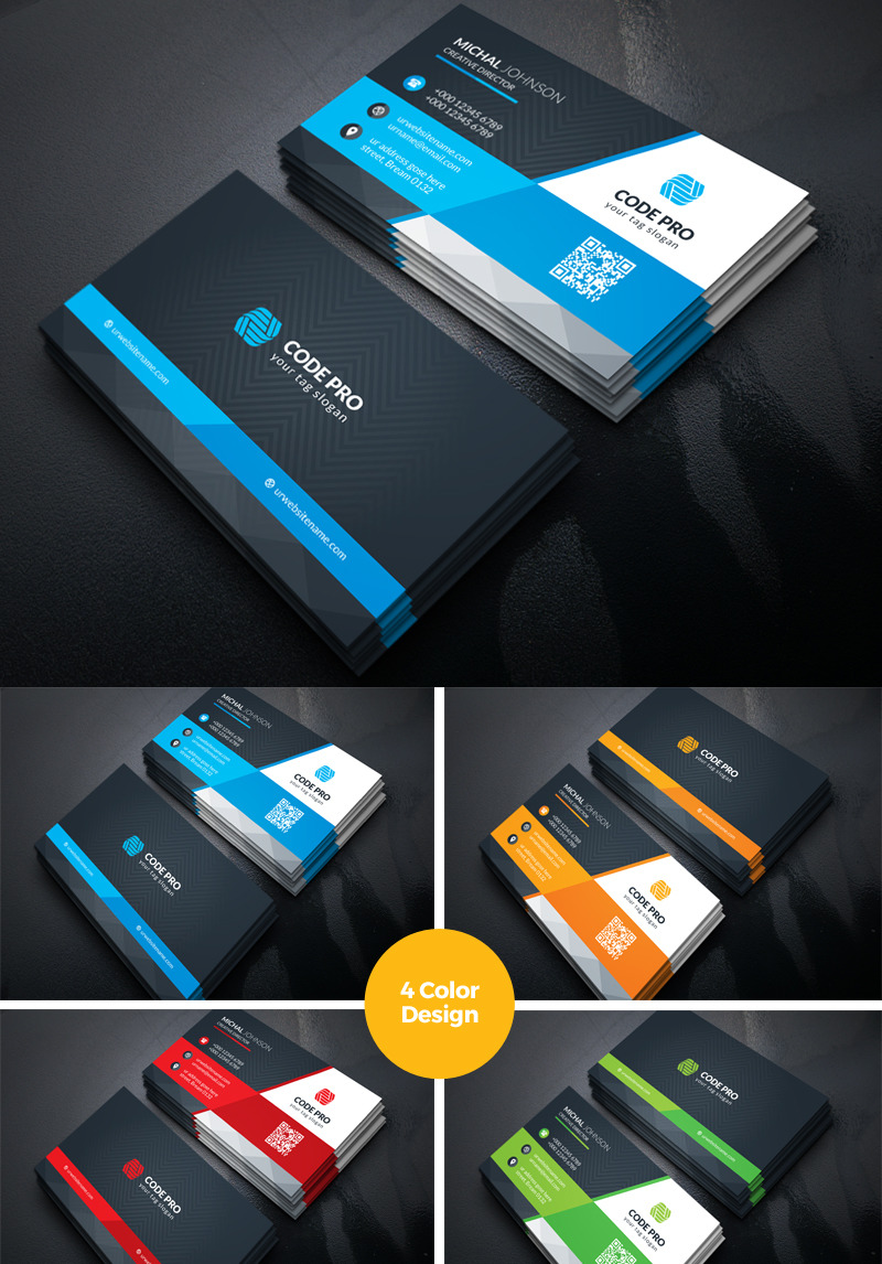 Black Coporate Business Card Corporate Identity Template #68492