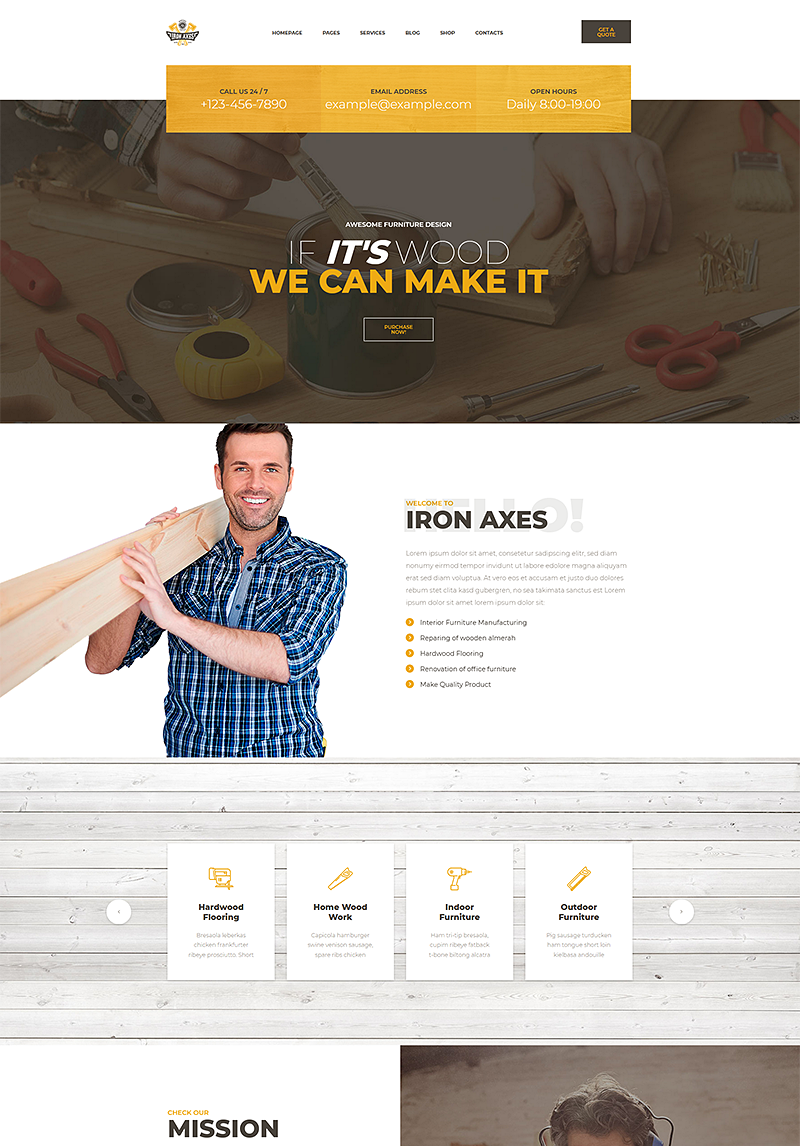 Ironaxe Carpentry And Woodwork Website Template 68901
