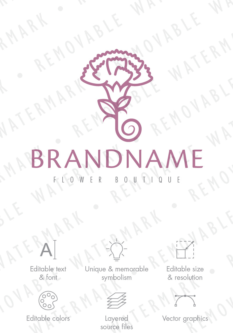 Carnation Flower Logo Template 70557