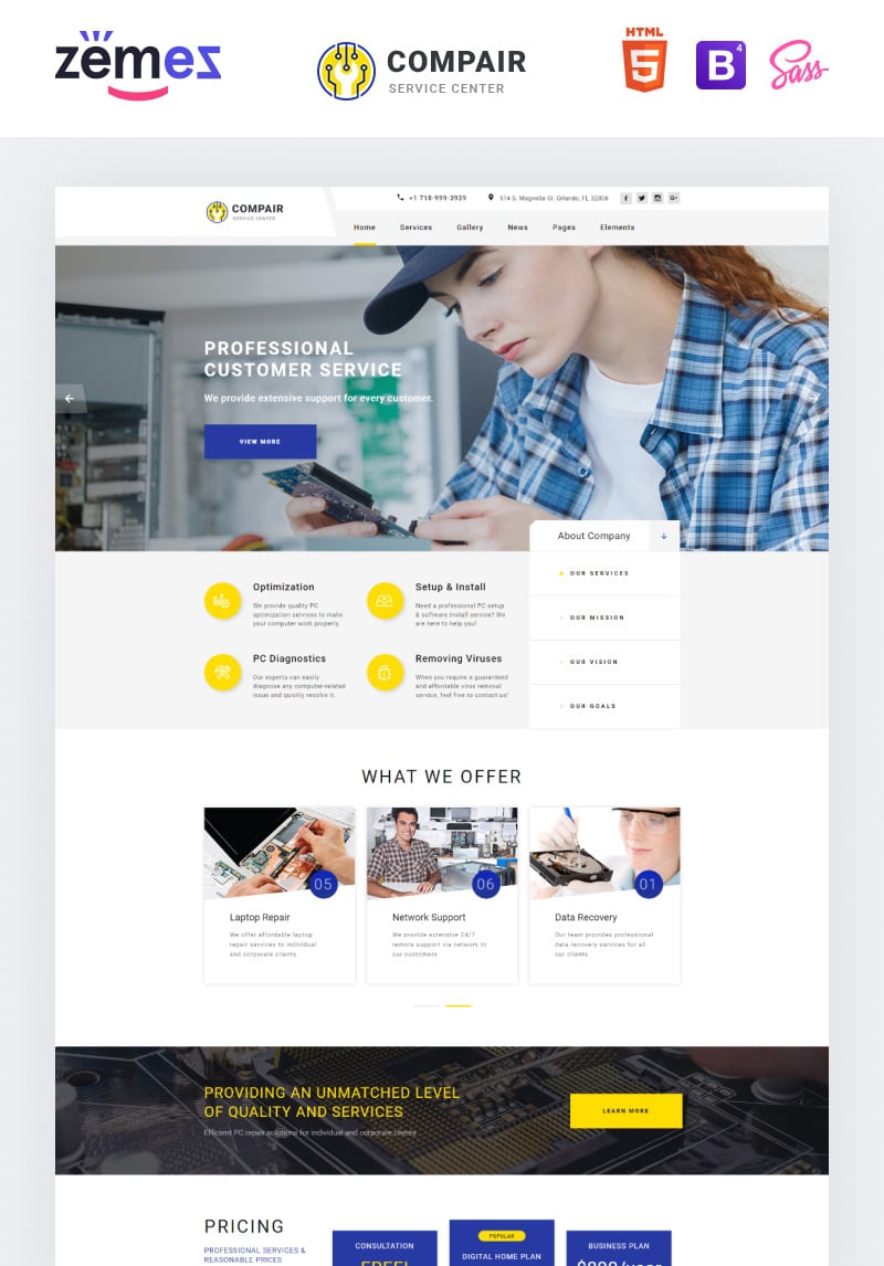 Computer Service Center Multipage Html5 Template