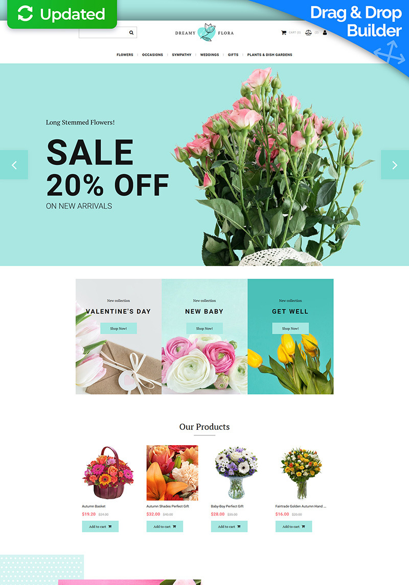 Dreamy Flora Flower Shop MotoCMS Template 71470