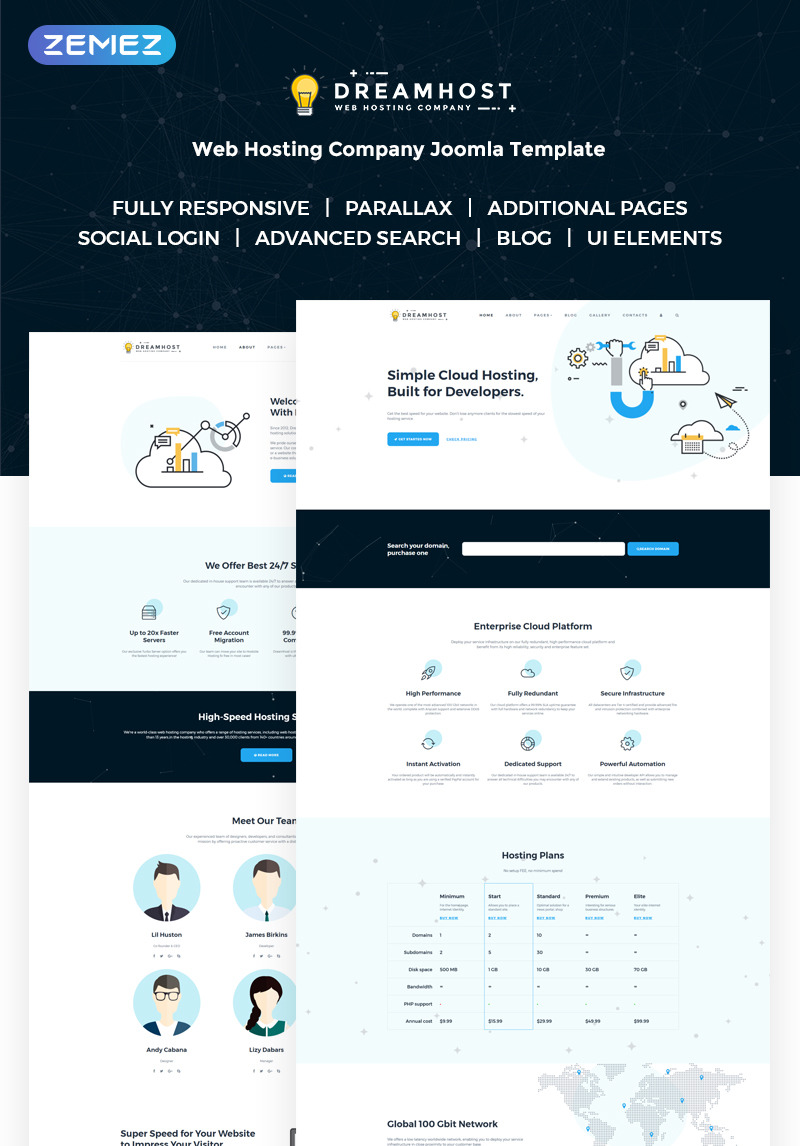 Dreamhost - Cloud Hosting Joomla Template #71633