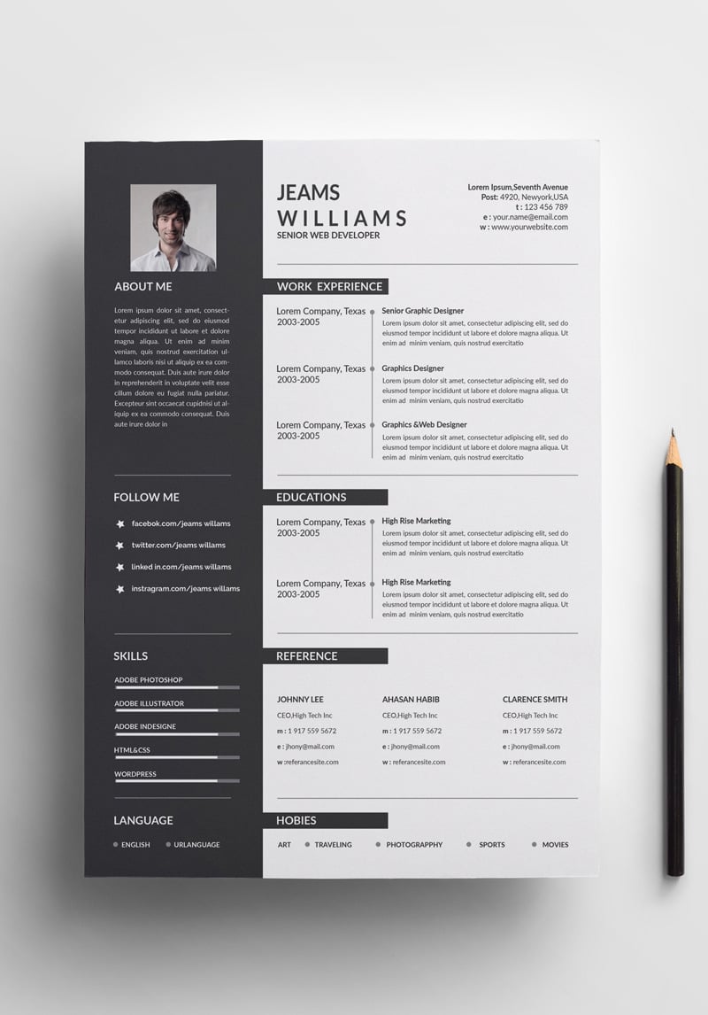 Jeams Cleans Resume Template #71919