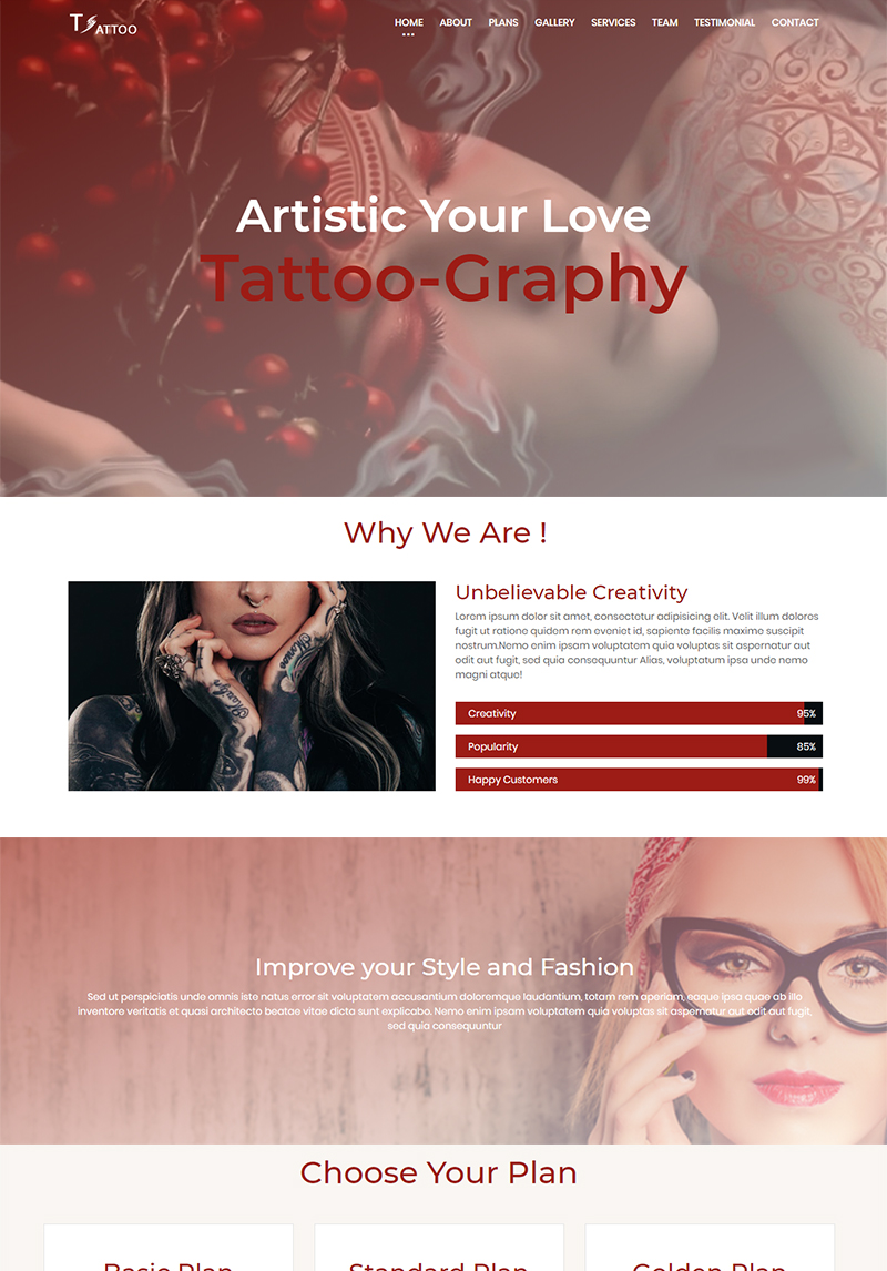 Download Tattoo Landing Page Template #73592 – TemplateMonster | Premium themes & Plugins