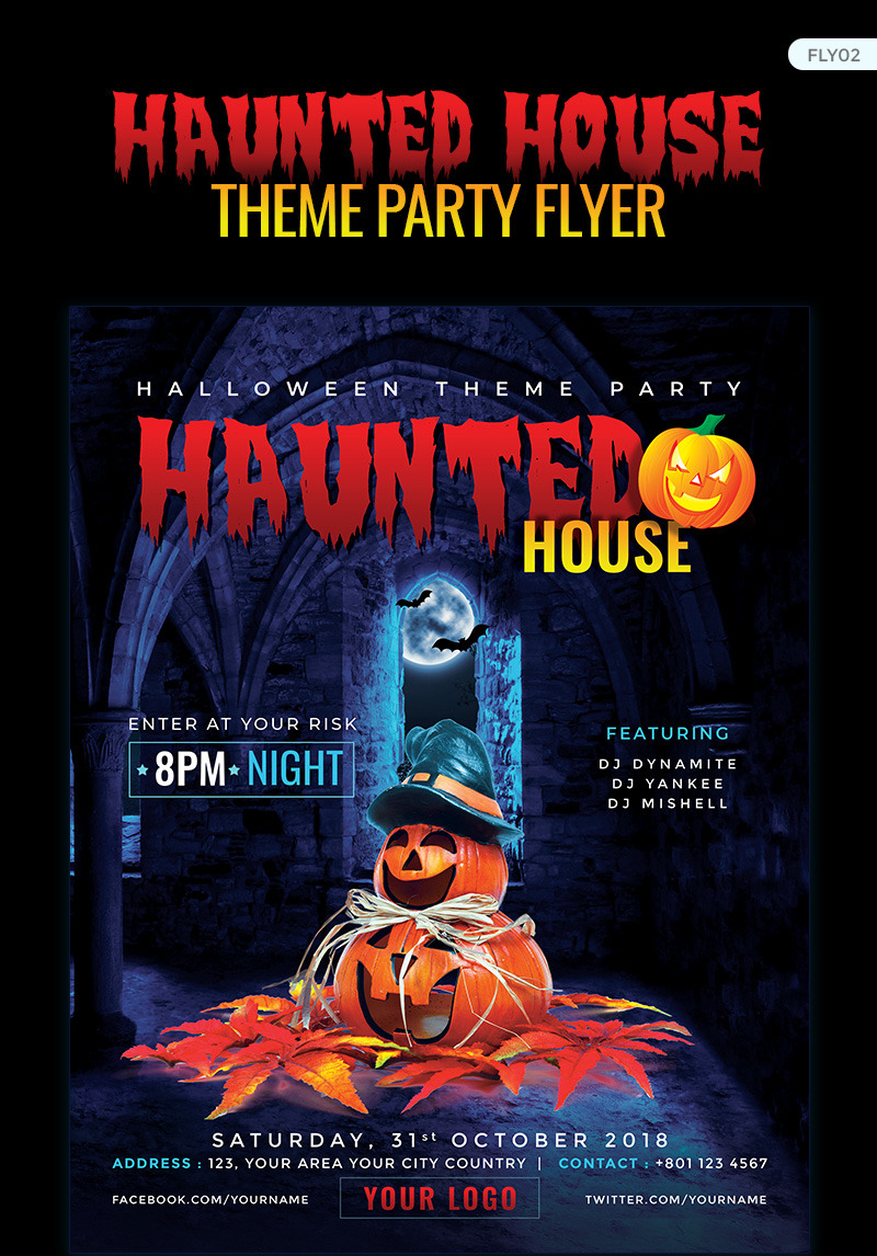 Haunted House Party Flyer - Halloween Night Corporate Identity Template ...