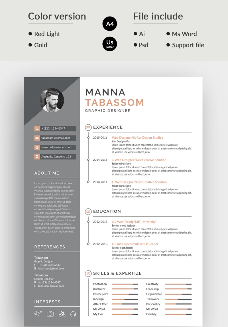 Manna Tabssom Modern Resume Template #75878