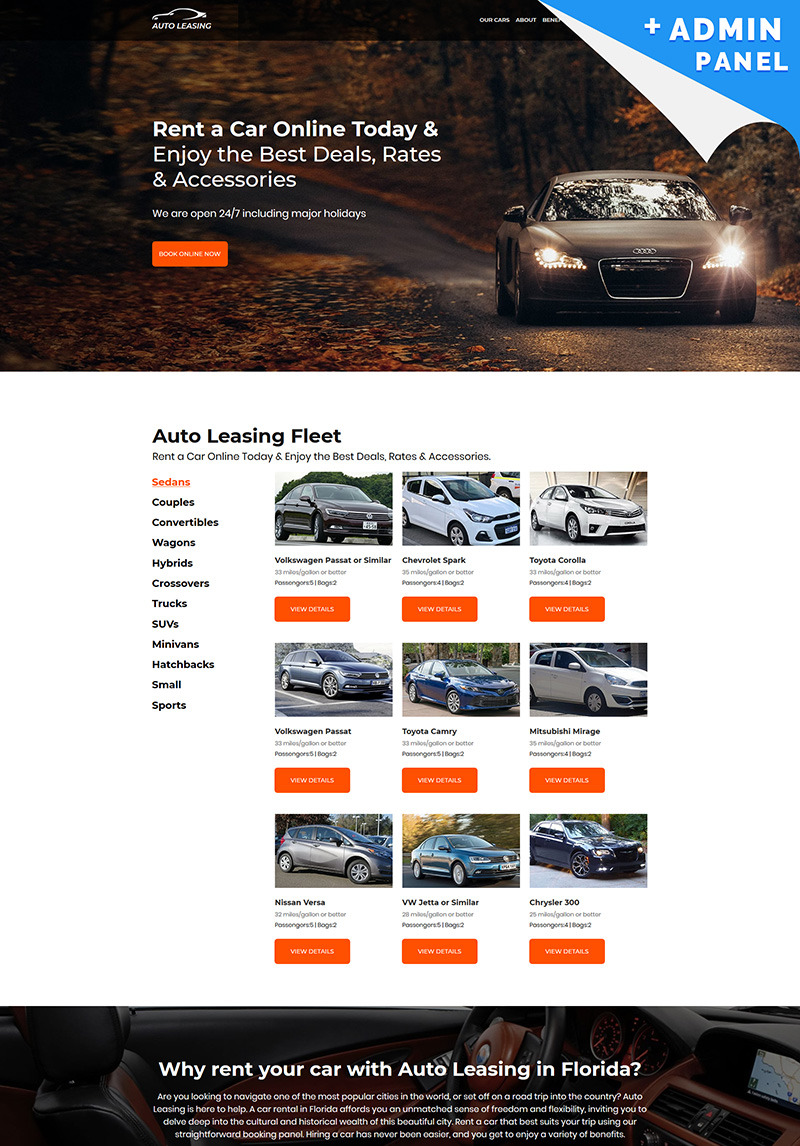 car rental wordpress theme landing page nulled