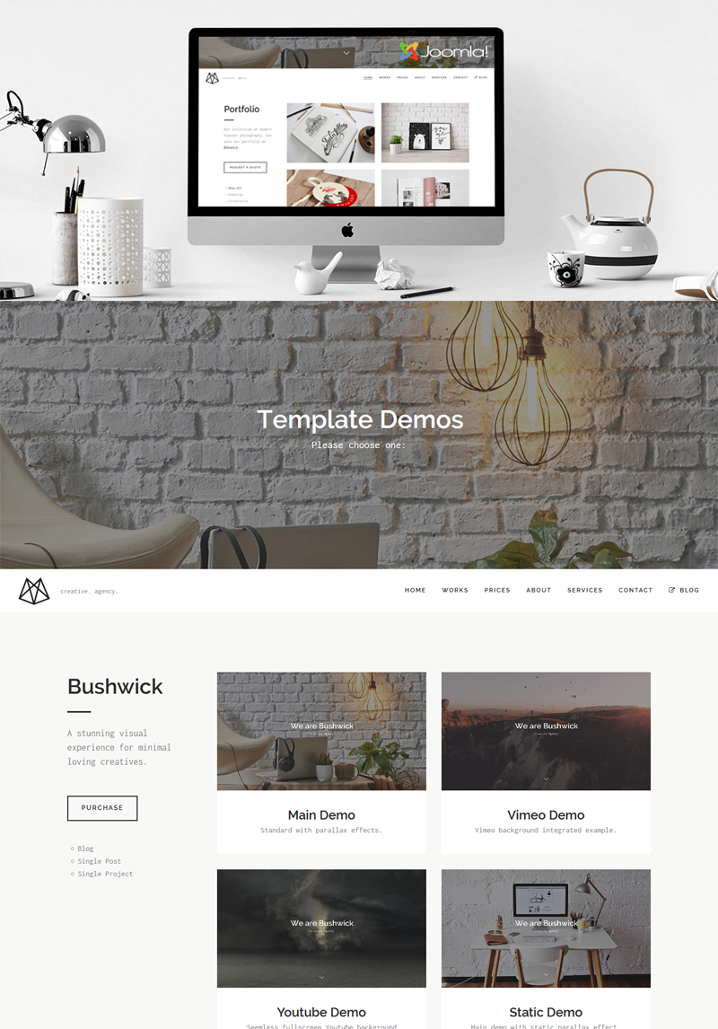 Bushwick OnePage Helix Ultimate Joomla Template 78069