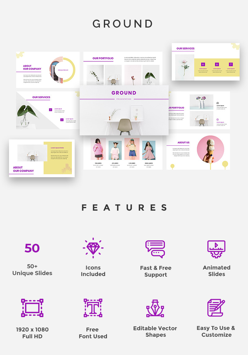 Ground PowerPoint Template #78427 - TemplateMonster