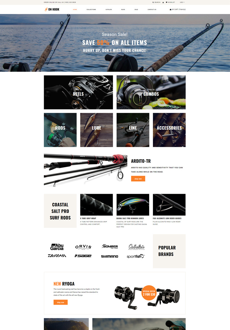 On Hook Fishing Multipage Clean Shopify Theme 78716