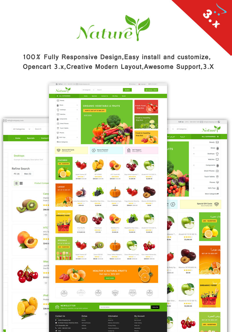 Nature - Organic & Farm Food OpenCart Template #79407