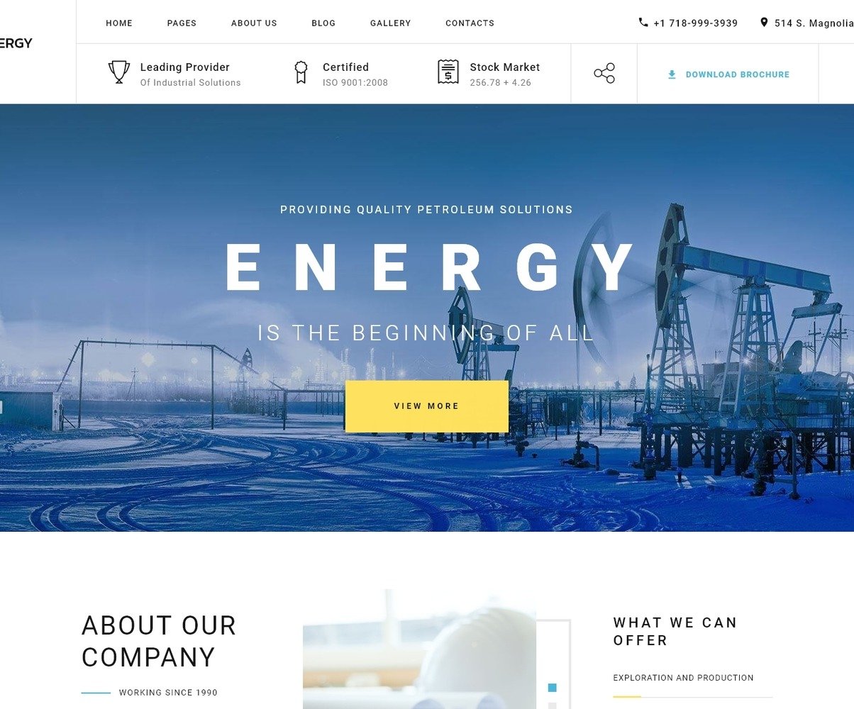 Blue Energy Industrial Company ReadyToUse Joomla Template 80172