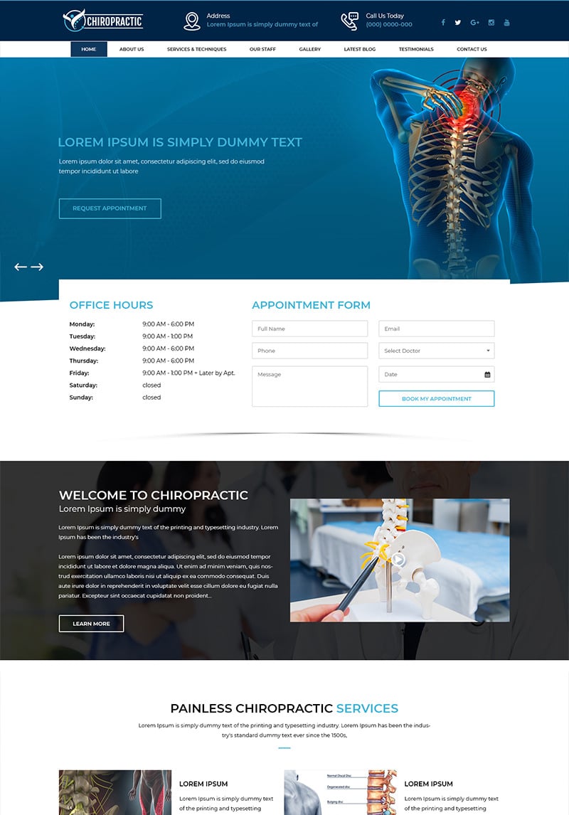 Chiropractic - Chiropractic Clinic PSD Template #80498