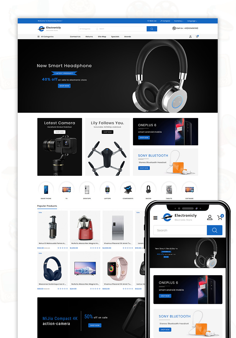 Electronicallly - The Shopping Mall OpenCart Template #80426