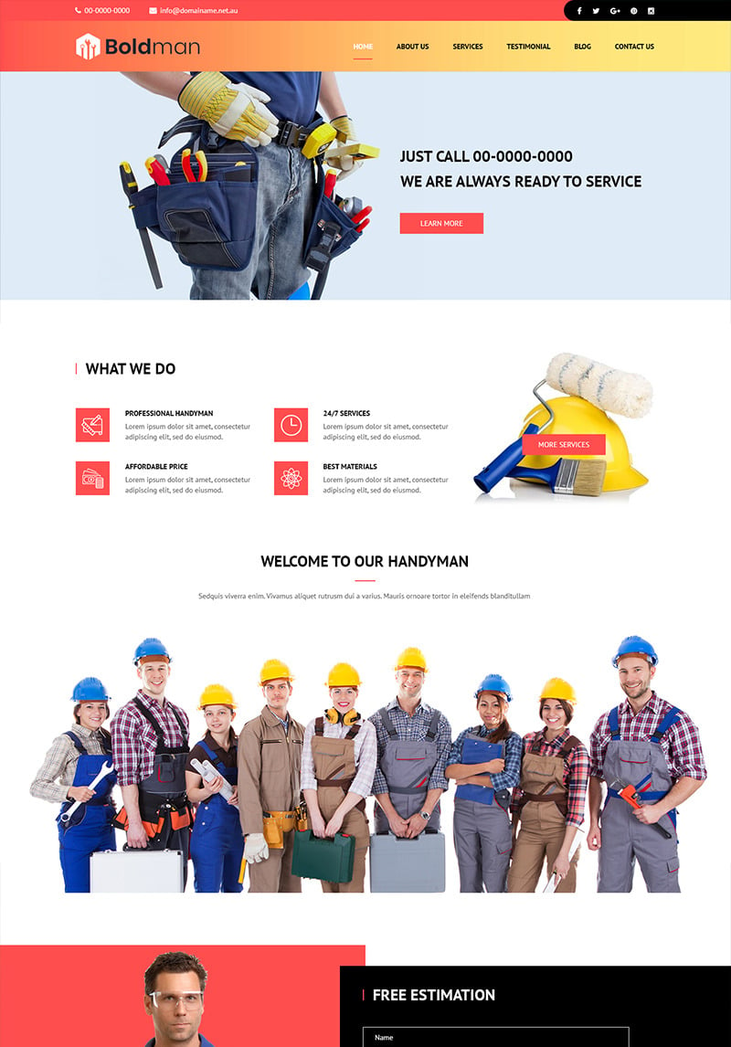 Boldman - Handyman Services PSD Template #80683