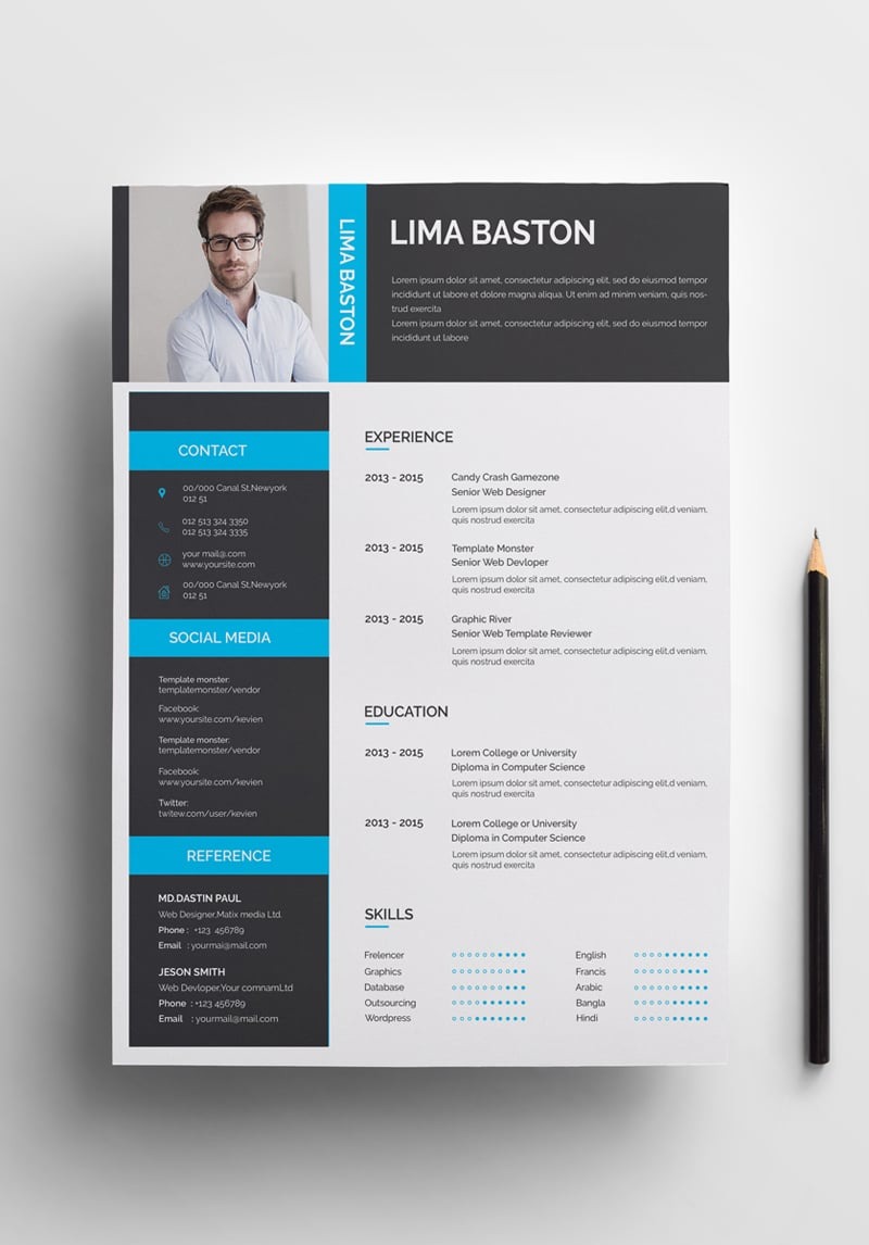 Lima Professional and Creative Resume Template #80666