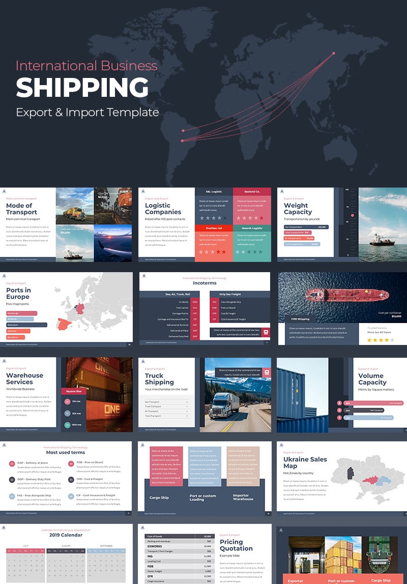 Shipping PowerPoint template #80628 - TemplateMonster