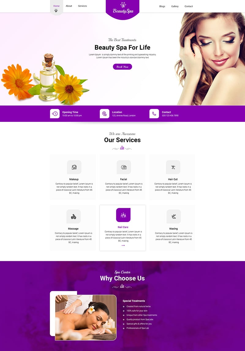 Beauty Spa - Beauty Salon & Spa PSD Template