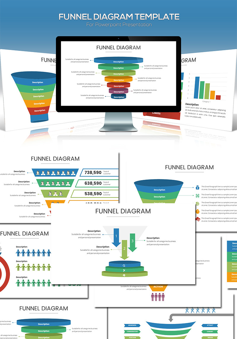 Funnel Chart Template for PowerPoint Template #81842
